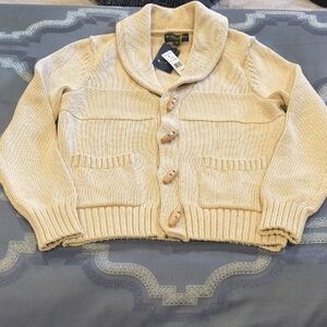 Brooks Brothers 100% Cotton Chunky Knit Shawl Collar Cardigan